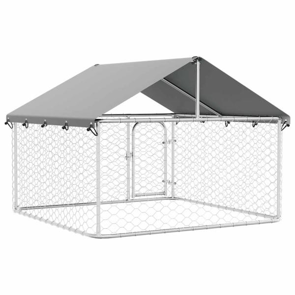 Outdoor-Hundezwinger mit Dach 200x200x150 cm