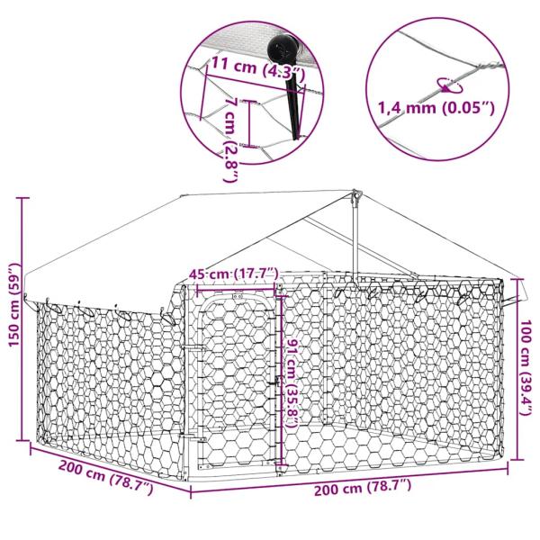 Outdoor-Hundezwinger mit Dach 200x200x150 cm