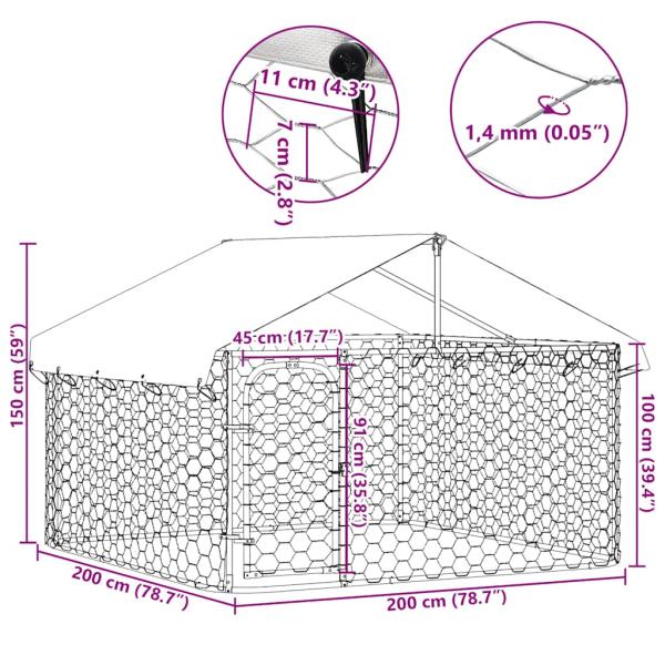 Outdoor-Hundezwinger mit Dach 200x200x150 cm