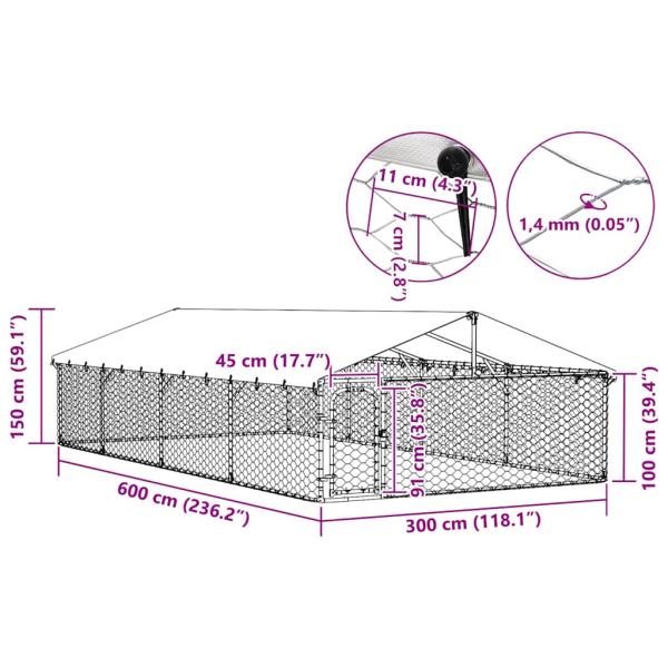 Outdoor-Hundezwinger mit Dach 600x300x150 cm
