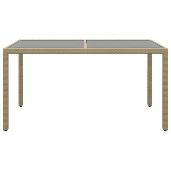 Gartentisch 150x90x75 cm Hartglas und Poly Rattan Beige