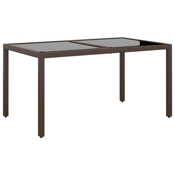 ARDEBO.de - Gartentisch 150x90x75 cm Hartglas und Poly Rattan Braun