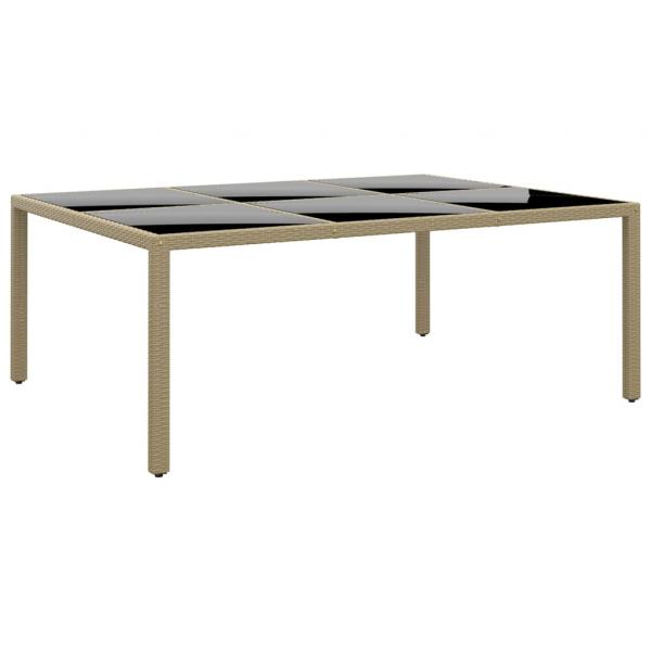 ARDEBO.de - Gartentisch 200x150x75 cm Hartglas und Poly Rattan Beige