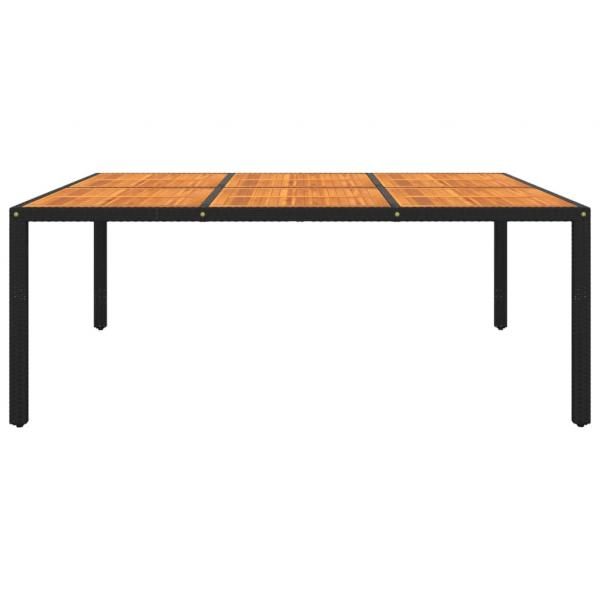 Gartentisch 200x150x75 cm Akazienholz und Poly Rattan Schwarz