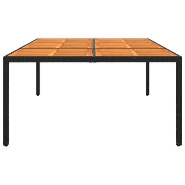 Gartentisch 200x150x75 cm Akazienholz und Poly Rattan Schwarz