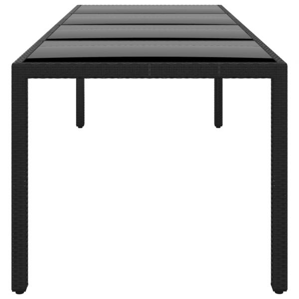 Gartentisch 250x100x75 cm Hartglas und Poly Rattan Schwarz