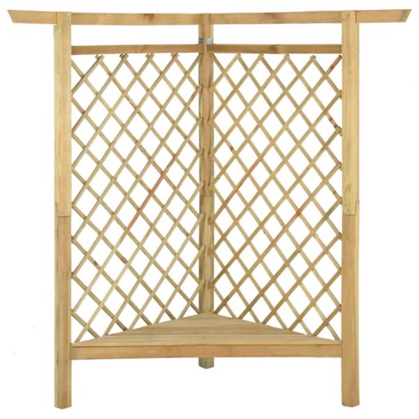 Eckpergola mit Bank 166x81x174 cm Kiefernholz Imprägniert  