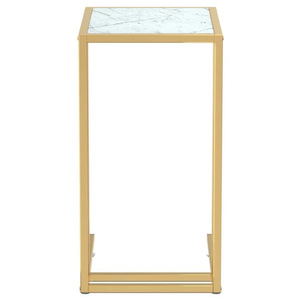 Computer-Beistelltisch Weiß Marmor 50x35x65 cm Hartglas