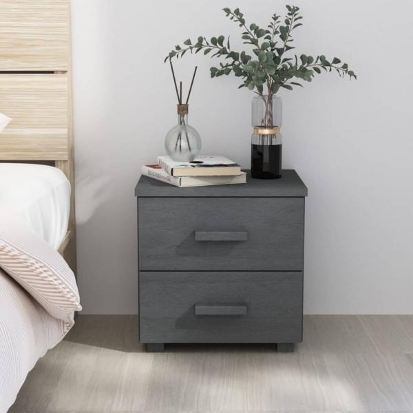 ARDEBO.de - Nachttisch HAMAR Dunkelgrau 40x35x44,5 cm Massivholz Kiefer