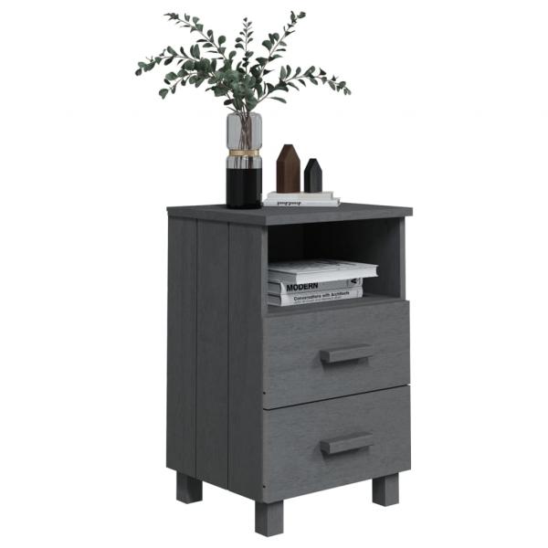 Nachttische HAMAR 2 Stk. Dunkelgrau 40x35x62 cm Massivholz
