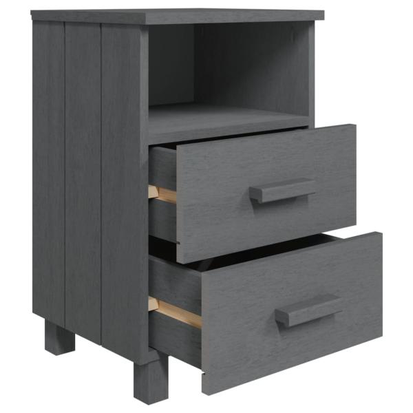 Nachttische HAMAR 2 Stk. Dunkelgrau 40x35x62 cm Massivholz