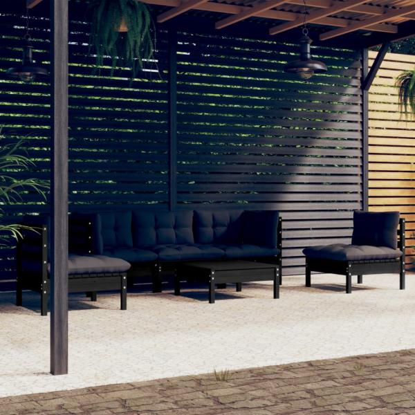 ARDEBO.de - 6-tlg. Garten-Lounge-Set mit Kissen Massivholz Kiefer