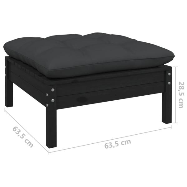 6-tlg. Garten-Lounge-Set mit Kissen Schwarz Kiefernholz