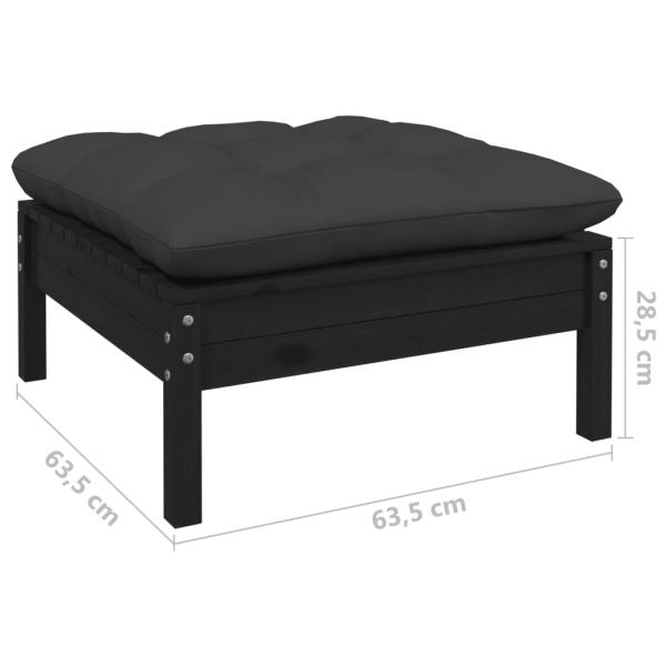 14-tlg. Garten-Lounge-Set mit Kissen Schwarz Kiefernholz