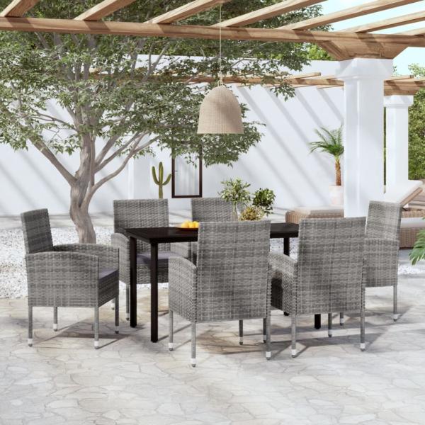 ARDEBO.de - 7-tlg. Garten-Essgruppe Anthrazit