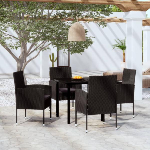 ARDEBO.de - 5-tlg. Garten-Essgruppe Schwarz
