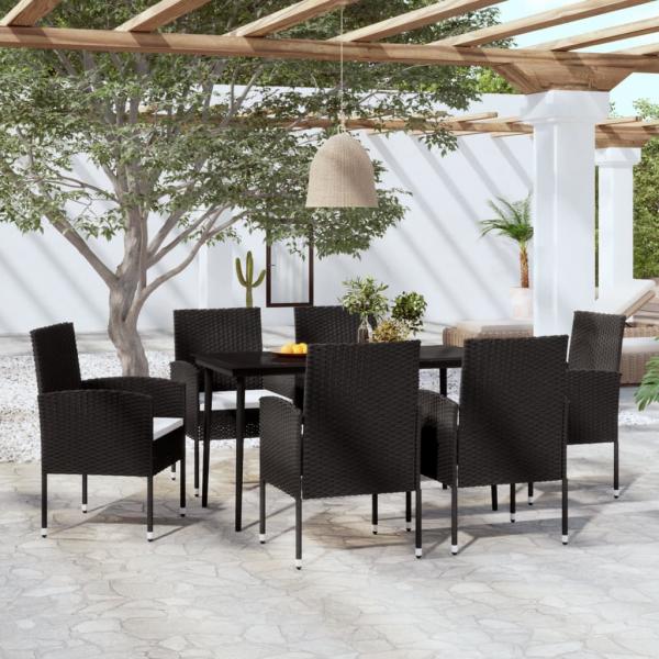 ARDEBO.de - 7-tlg. Garten-Essgruppe Schwarz
