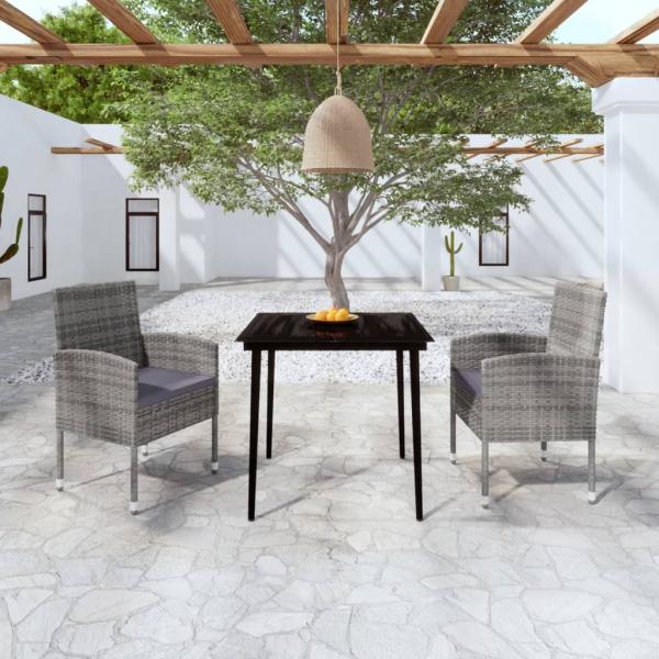 ARDEBO.de - 3-tlg. Garten-Essgruppe Anthrazit