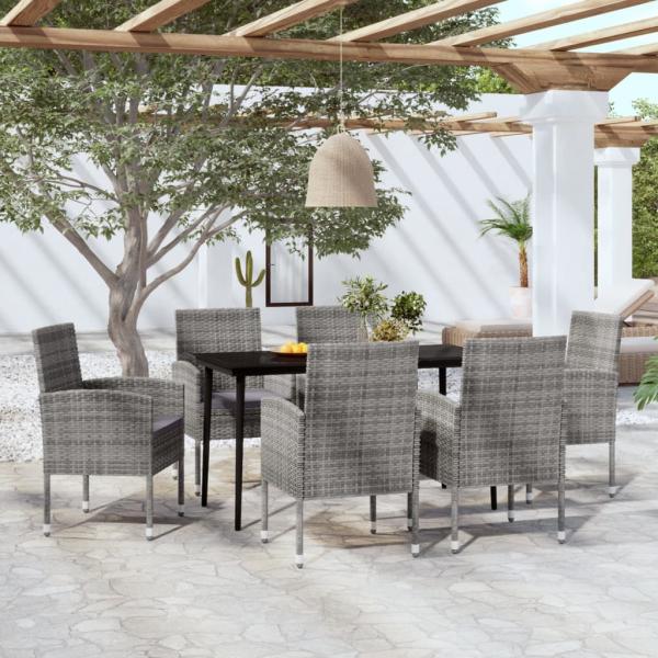 ARDEBO.de - 7-tlg. Garten-Essgruppe Anthrazit