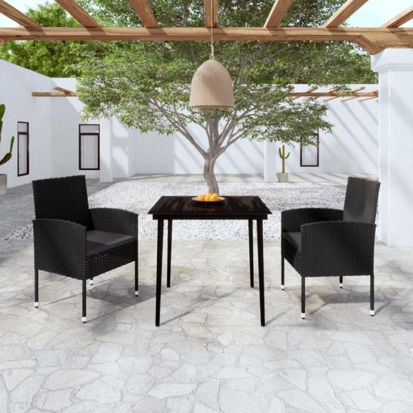 ARDEBO.de - 3-tlg. Garten-Essgruppe Schwarz