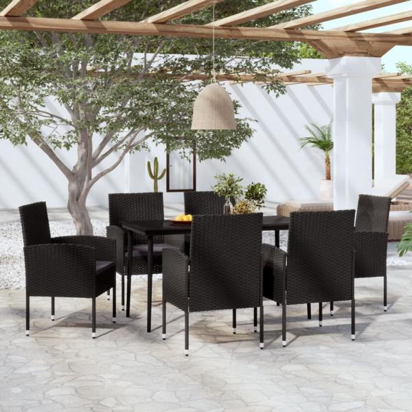 ARDEBO.de - 7-tlg. Garten-Essgruppe Schwarz