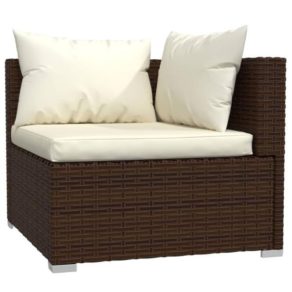 ARDEBO.de - 4-tlg. Garten-Lounge-Set mit Auflagen Braun Poly Rattan