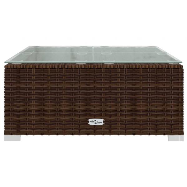 ARDEBO.de - Garten-Couchtisch Braun 60x60x30 cm Poly Rattan und Glas