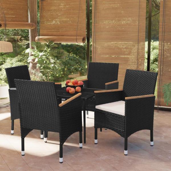 ARDEBO.de - 5-tlg. Garten-Essgruppe mit Kissen Schwarz