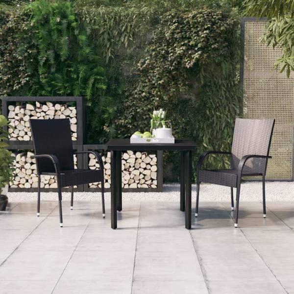 ARDEBO.de - 3-tlg. Garten-Essgruppe Schwarz
