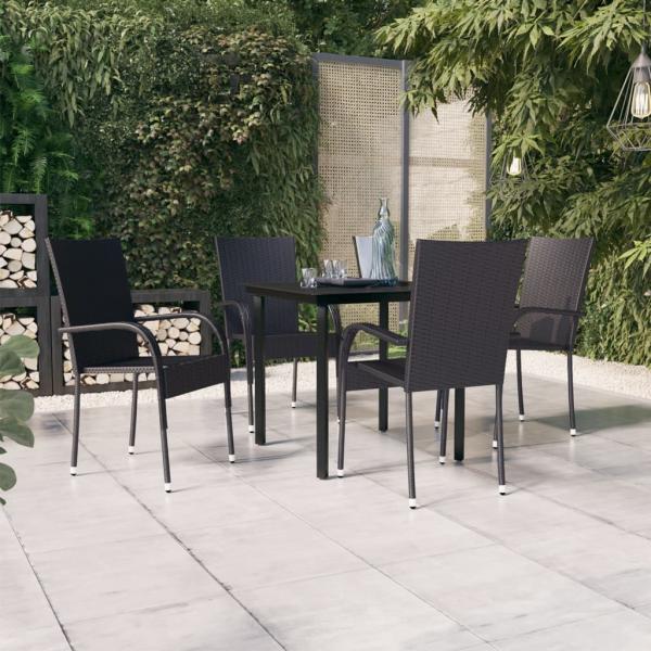 ARDEBO.de - 5-tlg. Garten-Essgruppe Schwarz