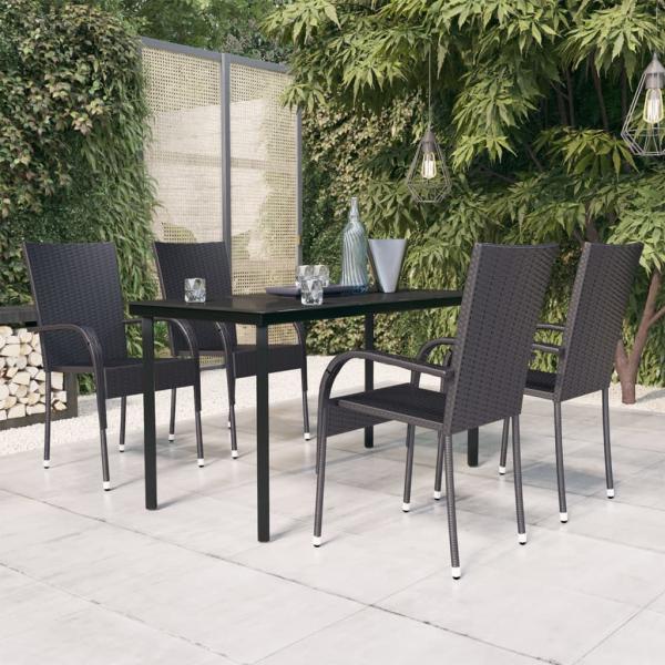 ARDEBO.de - 5-tlg. Garten-Essgruppe Schwarz