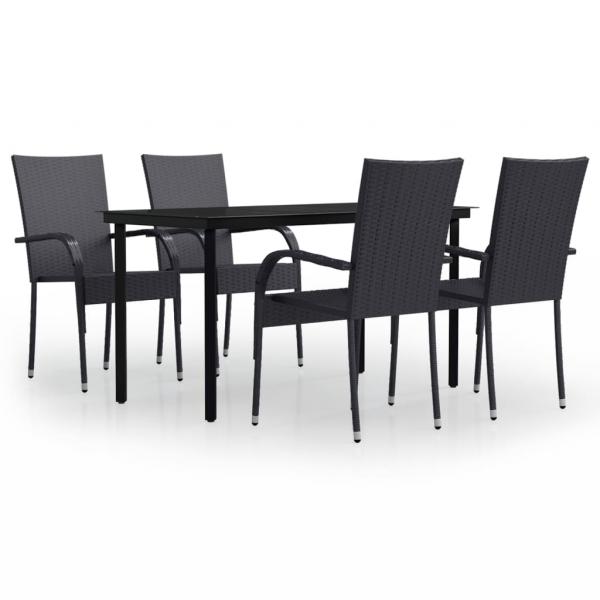5-tlg. Garten-Essgruppe Schwarz