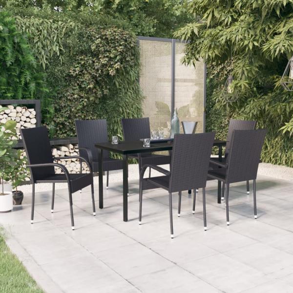 ARDEBO.de - 7-tlg. Garten-Essgruppe Schwarz