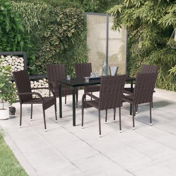 ARDEBO.de - 7-tlg. Garten-Essgruppe Braun und Schwarz