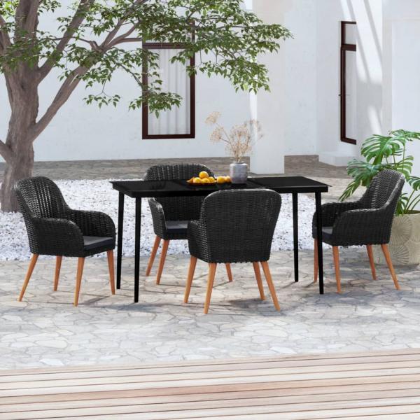 ARDEBO.de - 5-tlg. Garten-Essgruppe mit Kissen Schwarz
