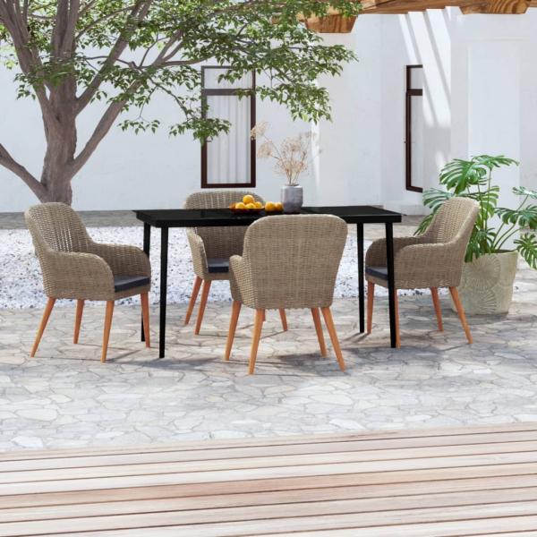 ARDEBO.de - 5-tlg. Garten-Essgruppe mit Kissen Braun