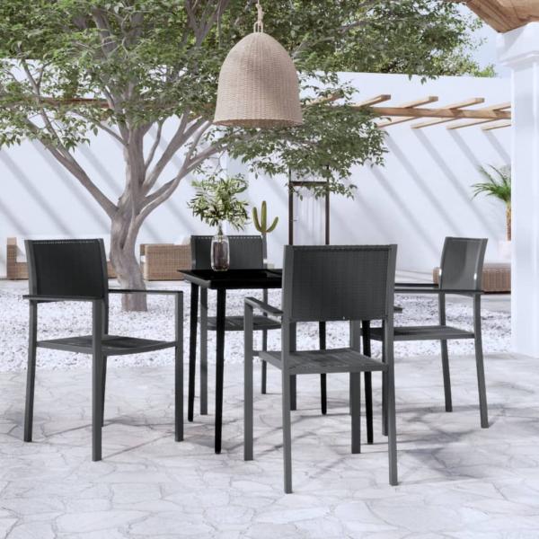 ARDEBO.de - 5-tlg. Garten-Essgruppe Schwarz