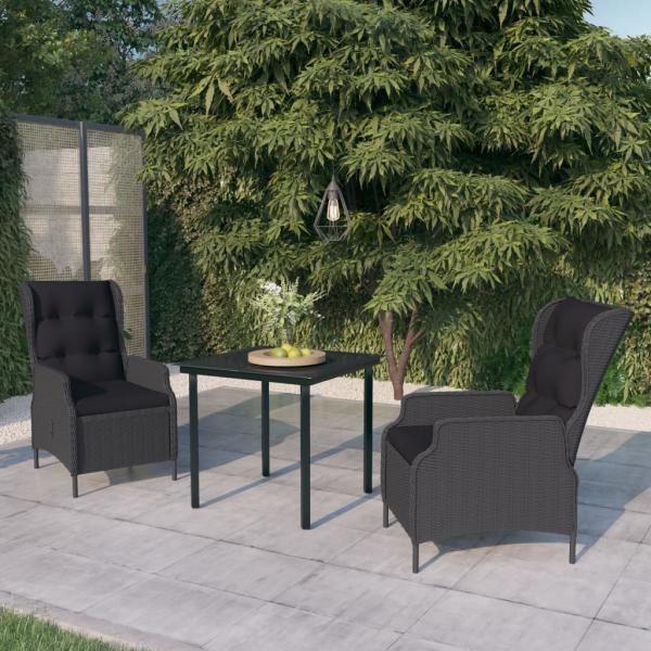 ARDEBO.de - 3-tlg. Garten-Essgruppe Dunkelgrau