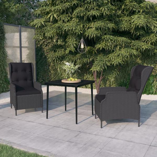 ARDEBO.de - 3-tlg. Garten-Essgruppe Dunkelgrau