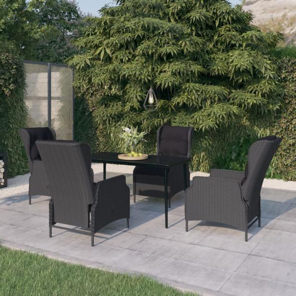 ARDEBO.de - 5-tlg. Garten-Essgruppe Dunkelgrau
