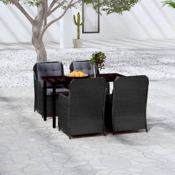 ARDEBO.de - 5-tlg. Garten-Essgruppe Schwarz