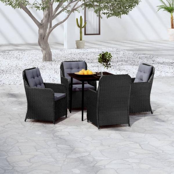 ARDEBO.de - 5-tlg. Garten-Essgruppe Schwarz