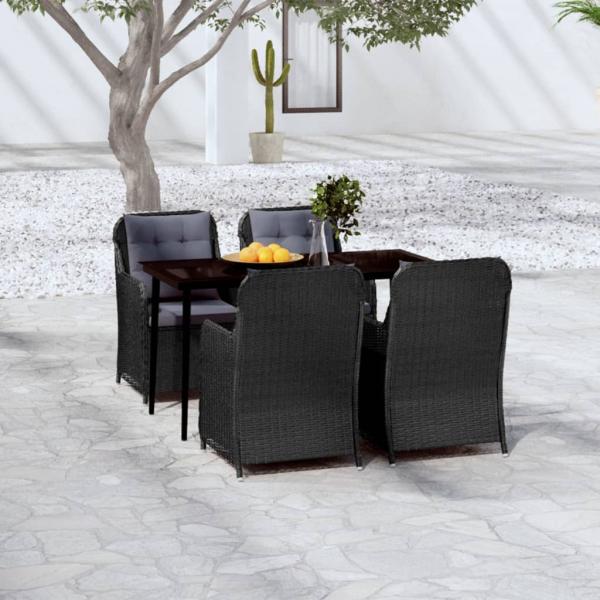 ARDEBO.de - 5-tlg. Garten-Essgruppe Schwarz