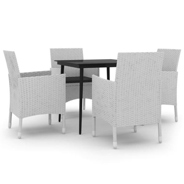 5-tlg. Garten-Essgruppe mit Auflagen Poly Rattan und Glas