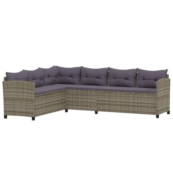 6-tlg. Garten-Lounge-Set mit Kissen Poly Rattan Grau