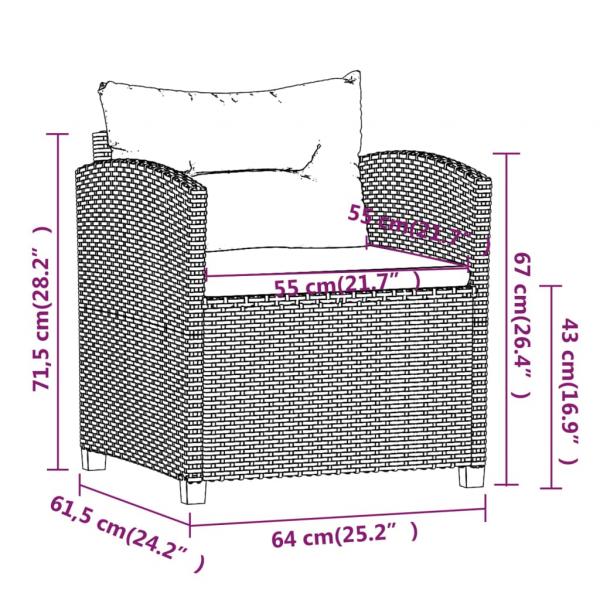 7-tlg. Garten-Lounge-Set mit Kissen Poly Rattan Grau