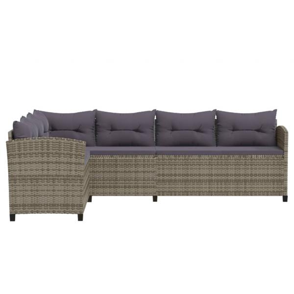 7-tlg. Garten-Lounge-Set mit Kissen Poly Rattan Grau