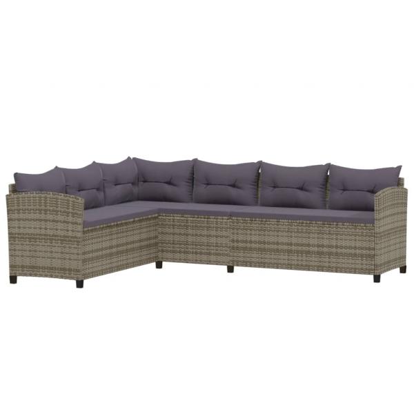 7-tlg. Garten-Lounge-Set mit Kissen Poly Rattan Grau