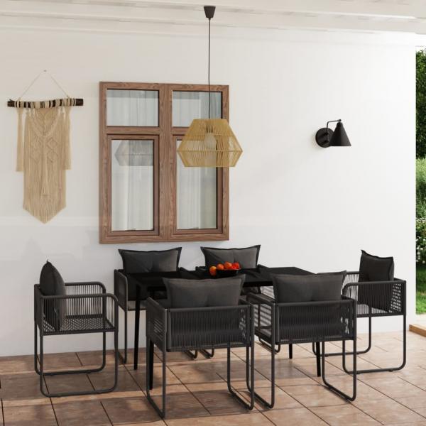 ARDEBO.de - 7-tlg. Garten-Essgruppe Schwarz