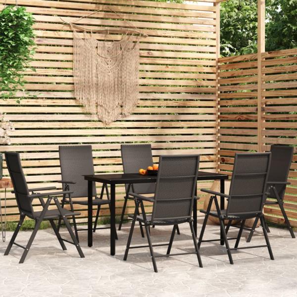 ARDEBO.de - 7-tlg. Garten-Essgruppe Schwarz